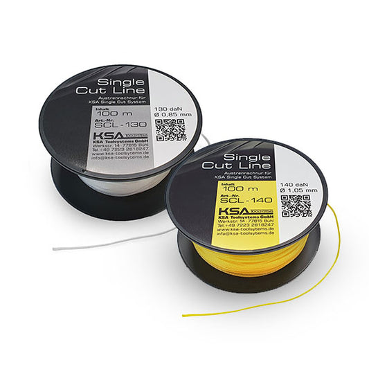 Austrennfaden Paket, gelbe Austrennschnur bis 250 daN und weiße bis 160 daN (enge Spaltmaße)