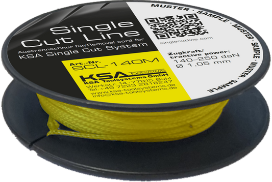 Austrennschnur,  KSA Single Cut Line, 140 – 250 daN, Ø 1,05 mm, gelb, 10 m